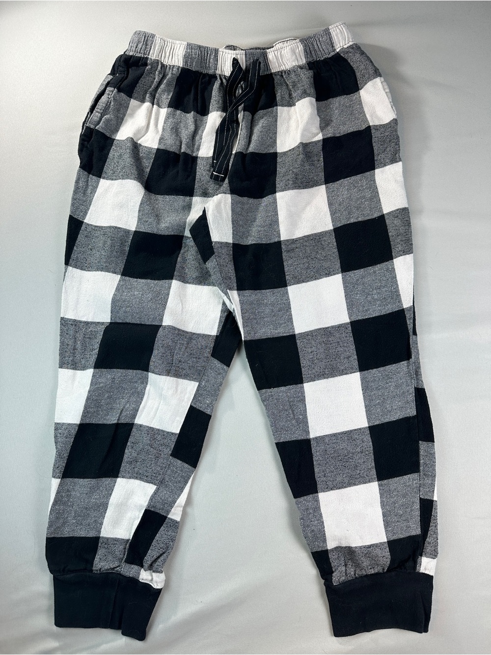 Old Navy Women’s Pajama Pants Jogger Black White Buffalo Plaid Medium